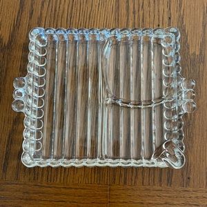Rolling tray bougie Vintage crystal clear glass divided dish